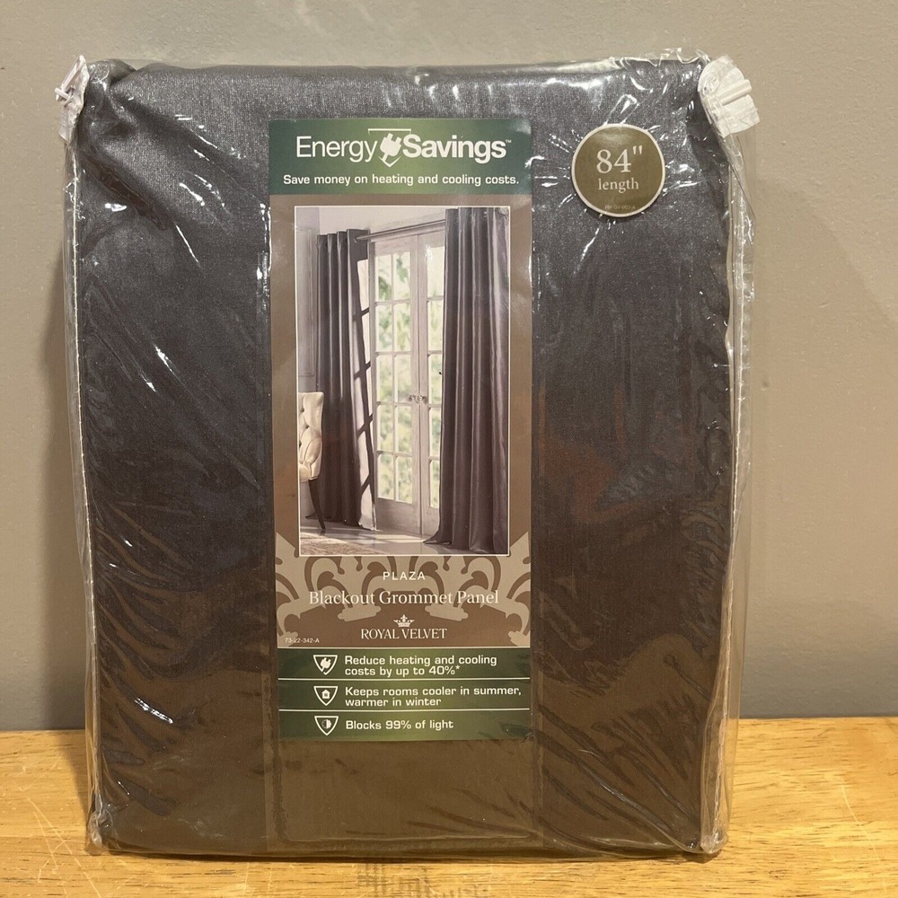 Royal Velvet Plaza Blackout Grommet Panel Techno Gray 50x84"‎